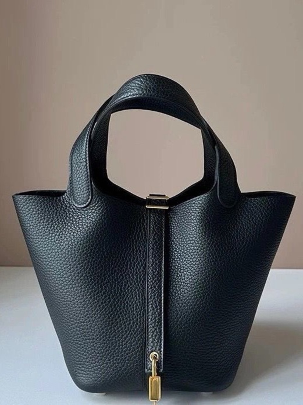 Black Leather Tote Handbag